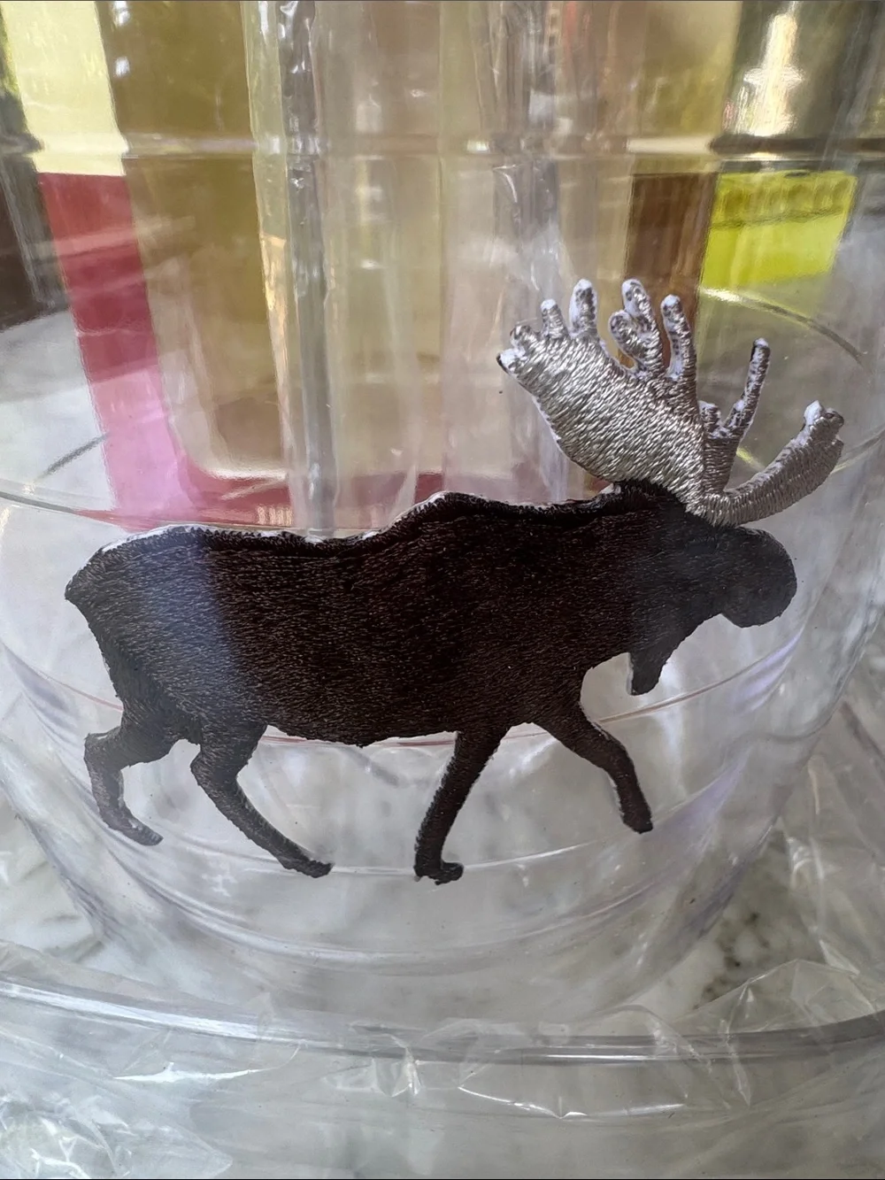 Tervis Tumbler ice bucket & tongs, with moose design, vintage in box, NWT